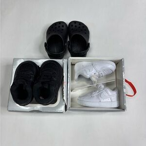Nike Kids Black & White + Black crocs Shoe Trio